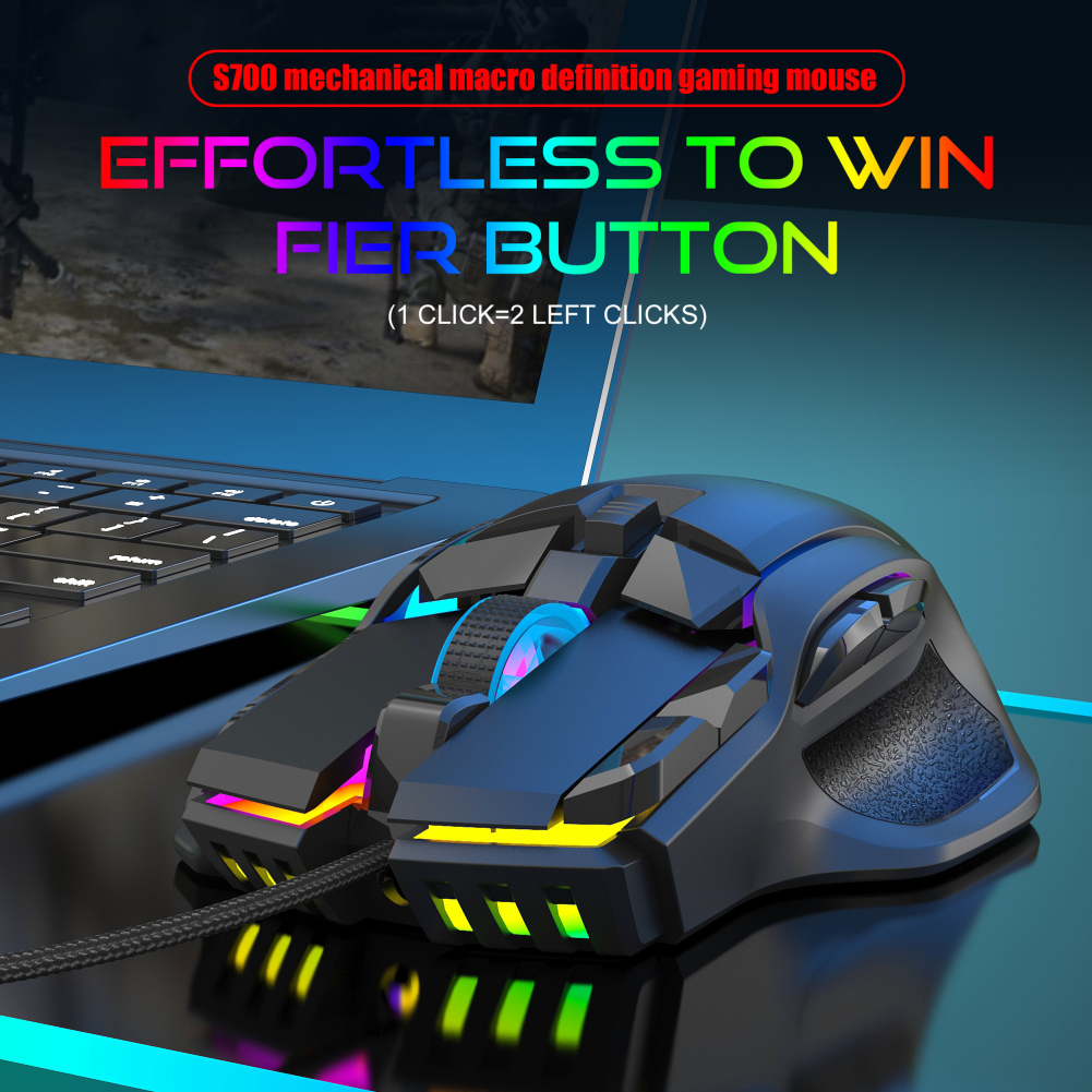 1 pair 10-key Wired Mouse Macro Programming 13 RGB Lighting Modes 6-speed 12800dpi Gaming Mouse with Portability. 