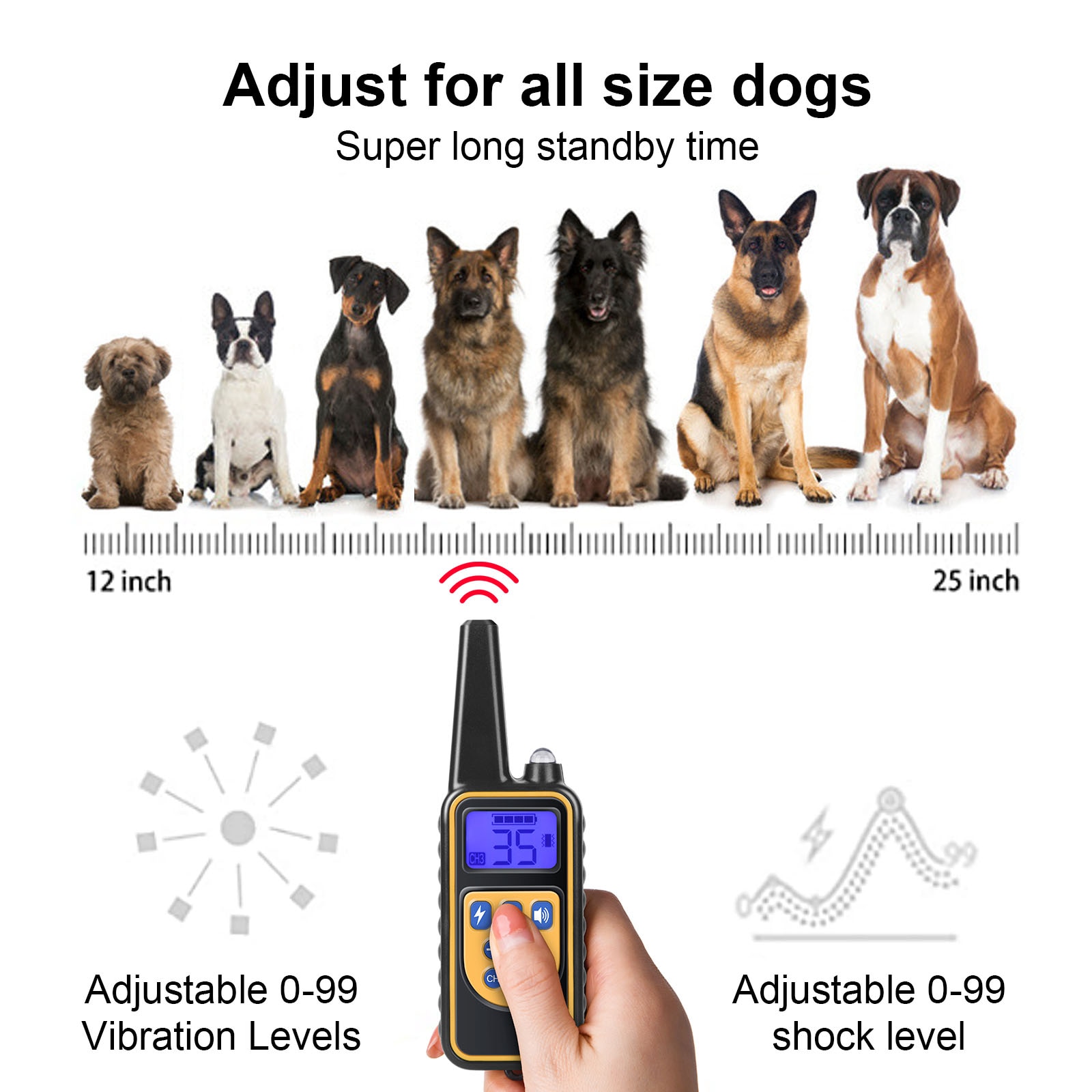 800m Remote Contro Electric  Training Collar Pet Rechargeable Waterproof with LCD Display for All Size Shock Vibration Sound 2  B. 