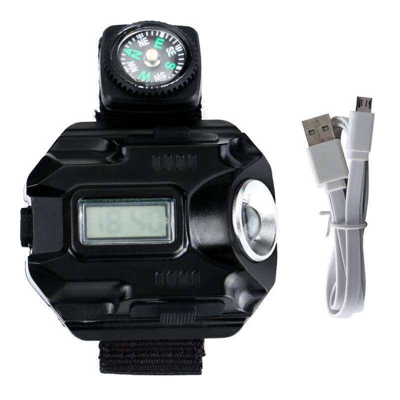 Watch Flash Light Led  LED clock tactical USB Chng Wrist Model Tactical Rechargeable with   Outdoor lamp - Multicolor. 