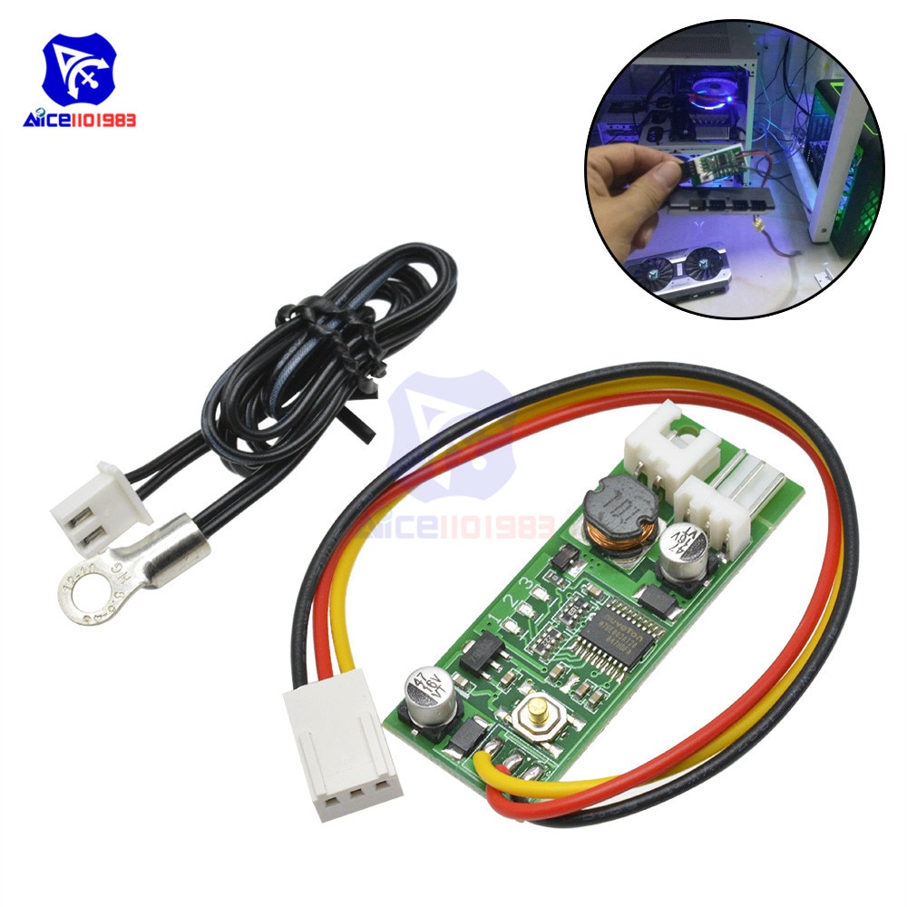 【Alizeker Mall】DC 12V Temperature Denoised Controller ON/OFF for PC Fan/Alarm Board Module with NTC Sensor Probe. 