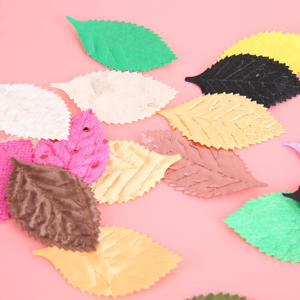 100pcs Artificial Leaves Mixing Color for Cloth Sticker DIY Crafts. 