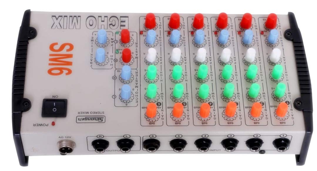 STRANGER SM6 6-channel Stereo Echo Audio Mixer with TRS/Jack Inputs.. 