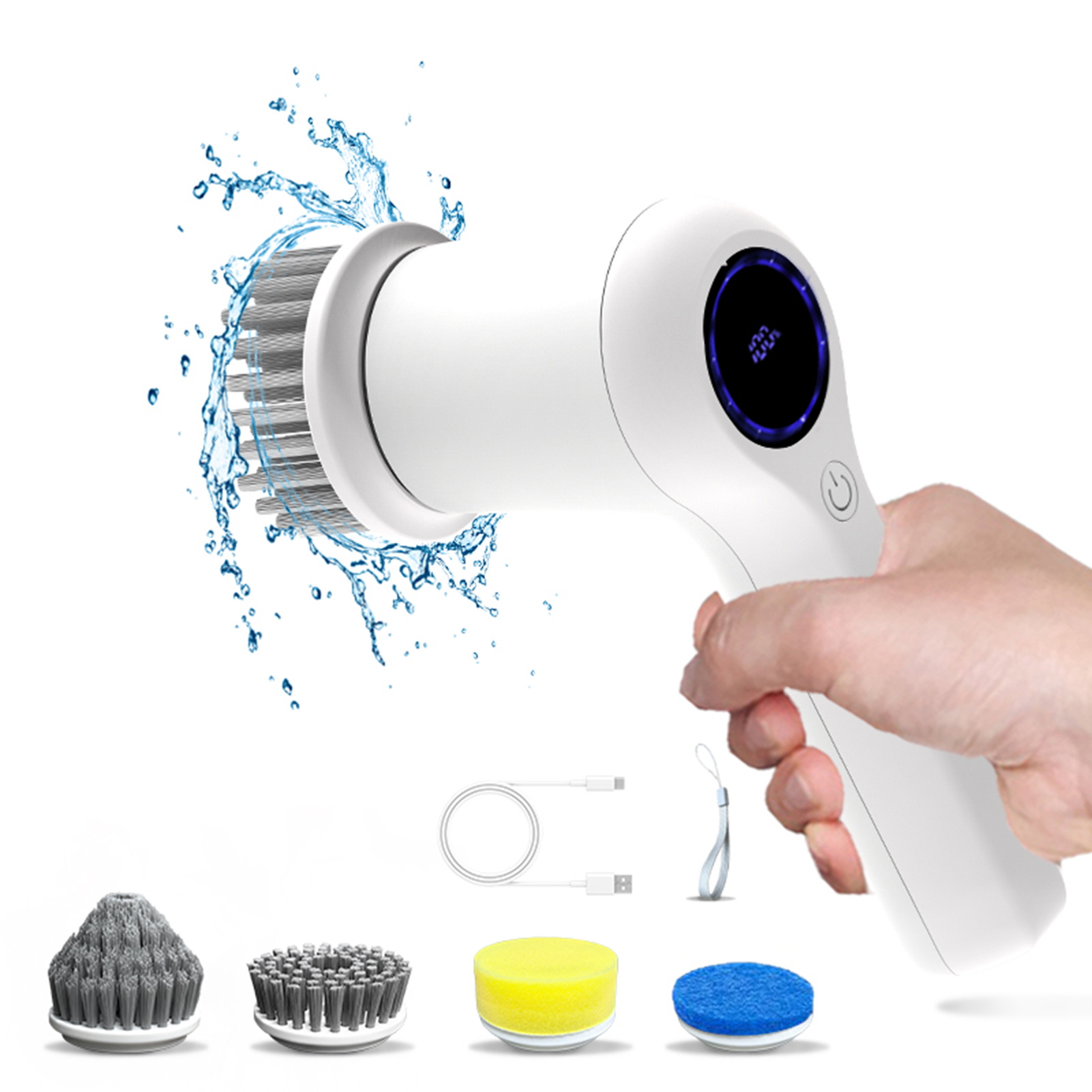 Cordless Shower Scrubber werful Cordless Electric Cleaning Brush for Stubborn Stains Rechargeable Scrubber for Bathroom Si Windows Waterproof High Torque Scrubber with Repleable ads. 