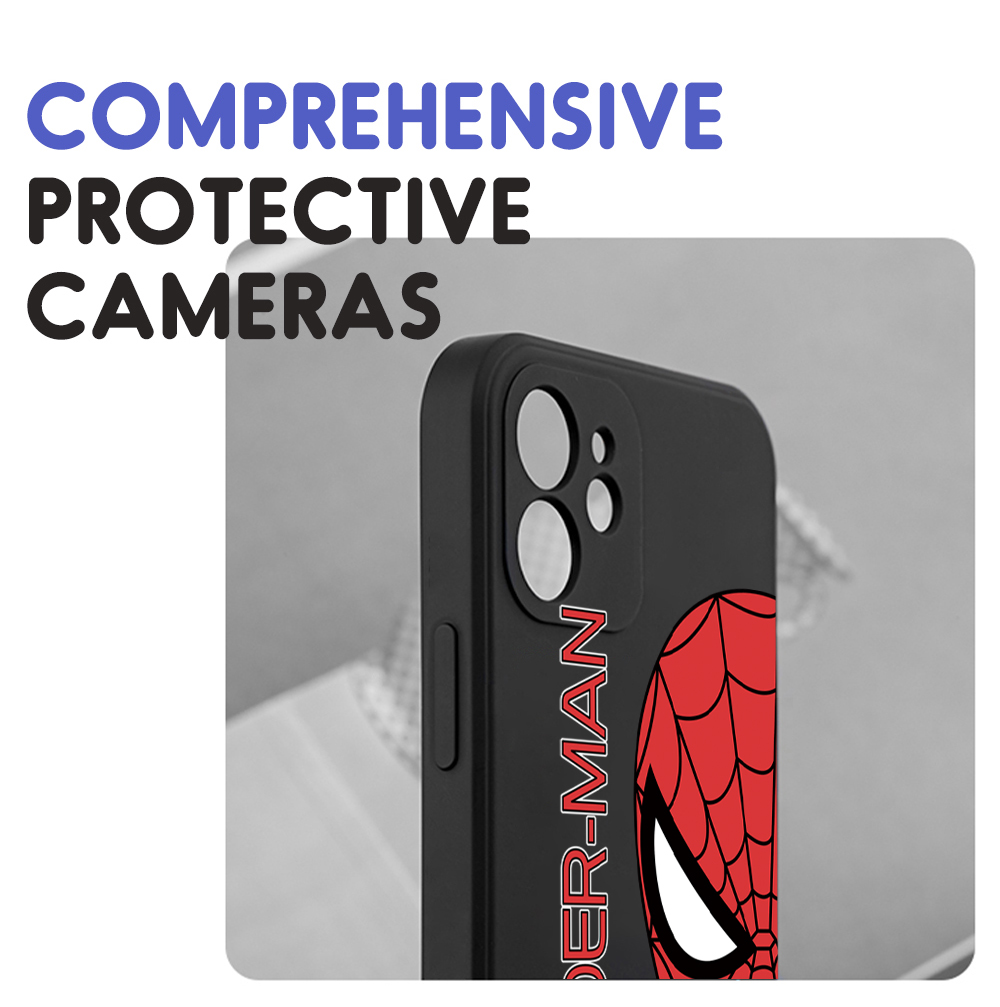 Hontinga for Redmi 9 Xiaomi Poco M2 Back Cover Cartoon Spiderman Design Soft Phone Case Square Edge Liquid Silicone Cases. 