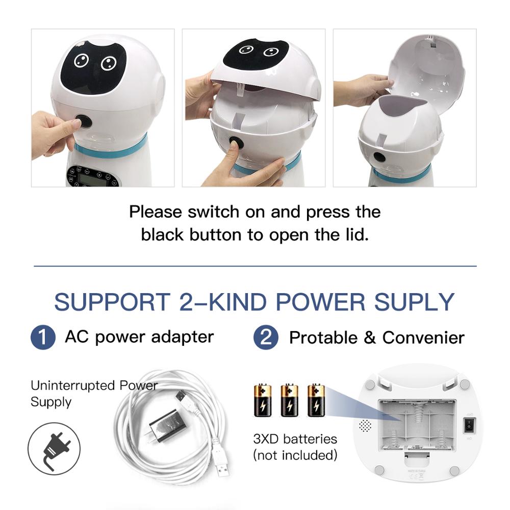 Automatic Pet Feeder  Bowl 3L Pet Food Dispenser Feeder Vending Machine Large   4 Meal Voice Recorder &Timer - Pet Feeder - EU Plug. 