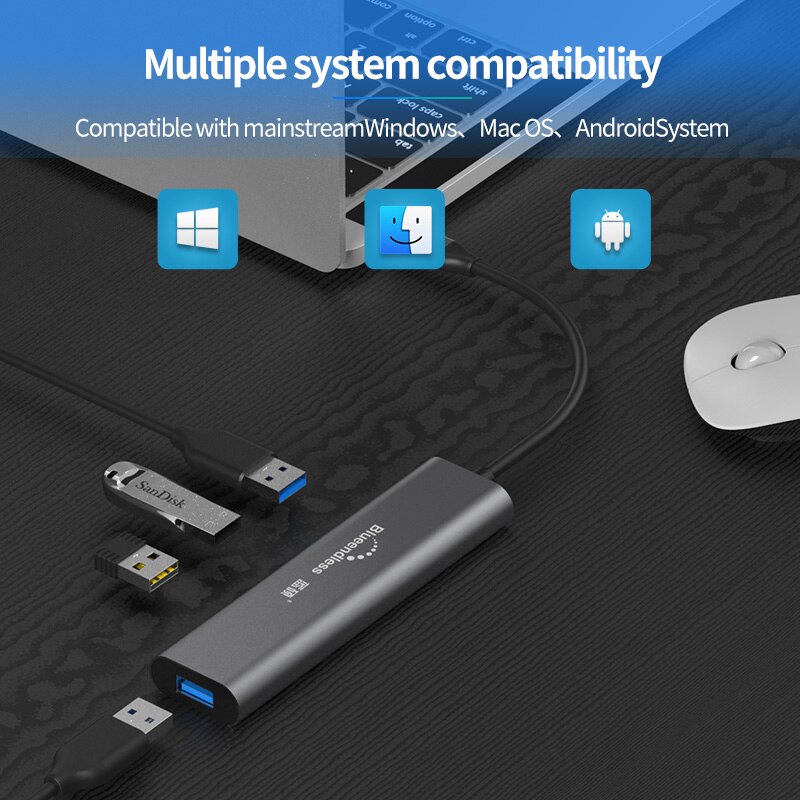 【VisioN Shop】Blueendless c hub USB3.1 Type C 4 port USB3.0 High Speed usb support 5Gbps For MacBook pro type Hub. 