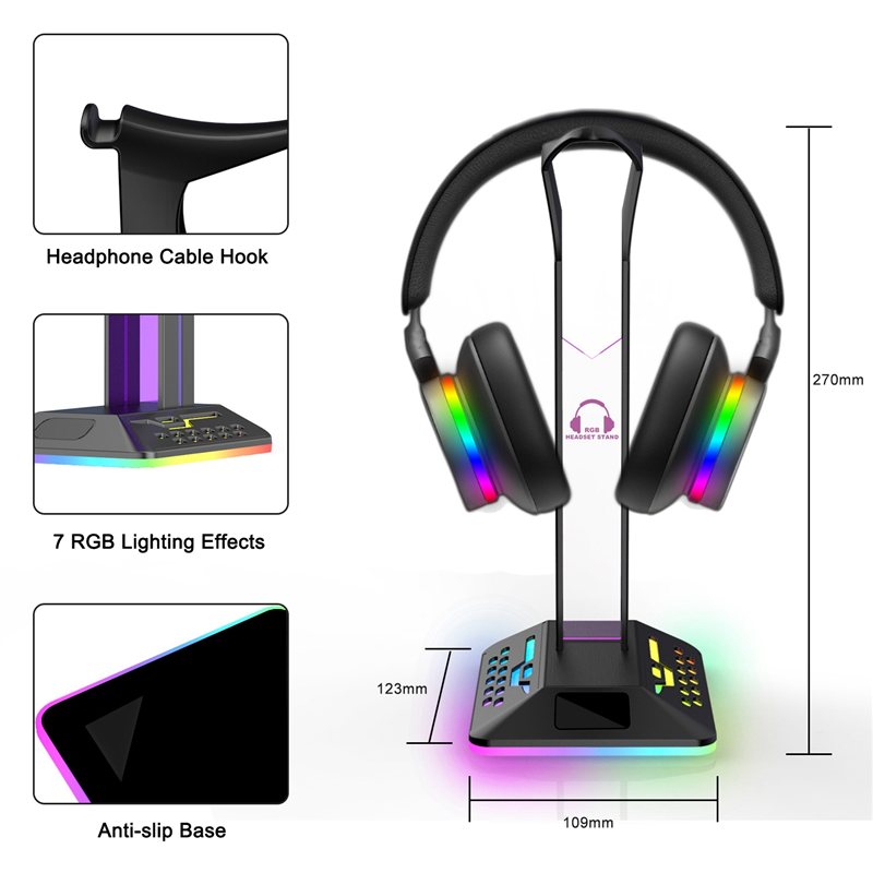 RGB Gaming Headphone Stand Desktop Earphone Holder Hanger Gamer