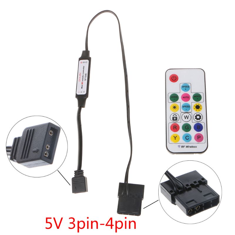 RGB Controller RF Wireless Remote Control for Case LED Light 3Pin 5V/4Pin 12V RGB Power Supply