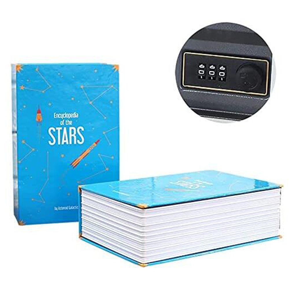 Dictionary Book Safe Storage Box, Hidden Safe with 3 Digital Combination Lock, Anti-Theft Safe Secret Box, (Blue). 