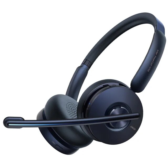 Anker PowerConf H700 Upgraded Version Bluetooth Headset with Mic and Charging Stand Digital Active Noise Cancelling. 