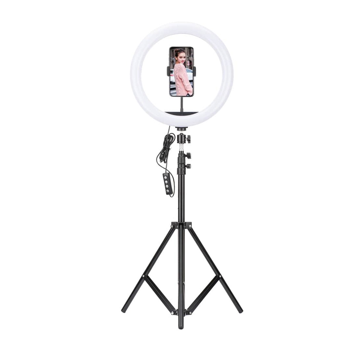 12 Inch Dimmable LED Selfie Ring Light with Tripod Stand and Phone Holder for Photography, Makeup, YouTube, Live Streaming, 2700K-5500K Color Temperature, USB Plug, 120 LED Beads, 24W Power. 