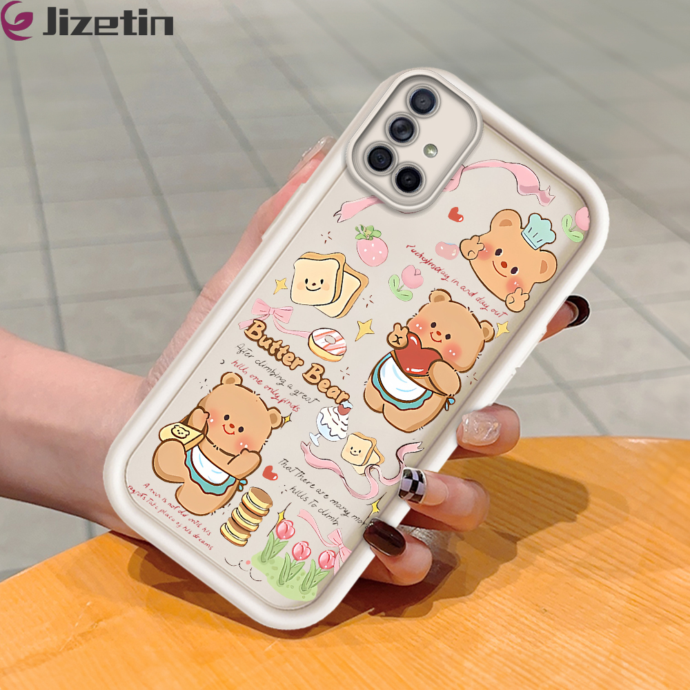 Jizetin for Samsung A71 4G Back Cover Butter Bear Ladder Camera Soft Rubber Mobile Phone Case