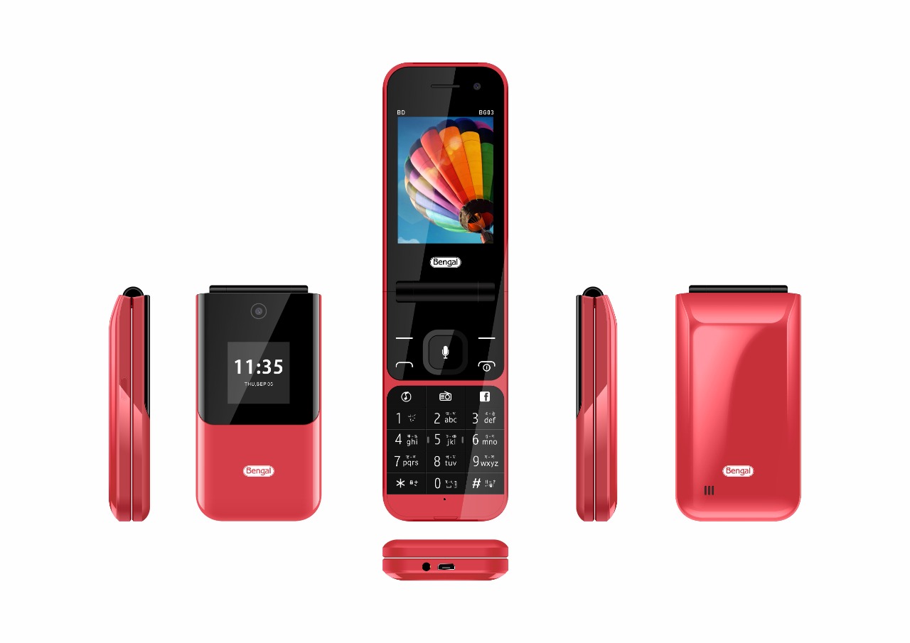 Bengal BG 03 Dual Sim Standby Dual Display 2.8"Main&1.54" Secondary Display 1500mAh Battery Classice Folding Feature Button Mobile Phone. 