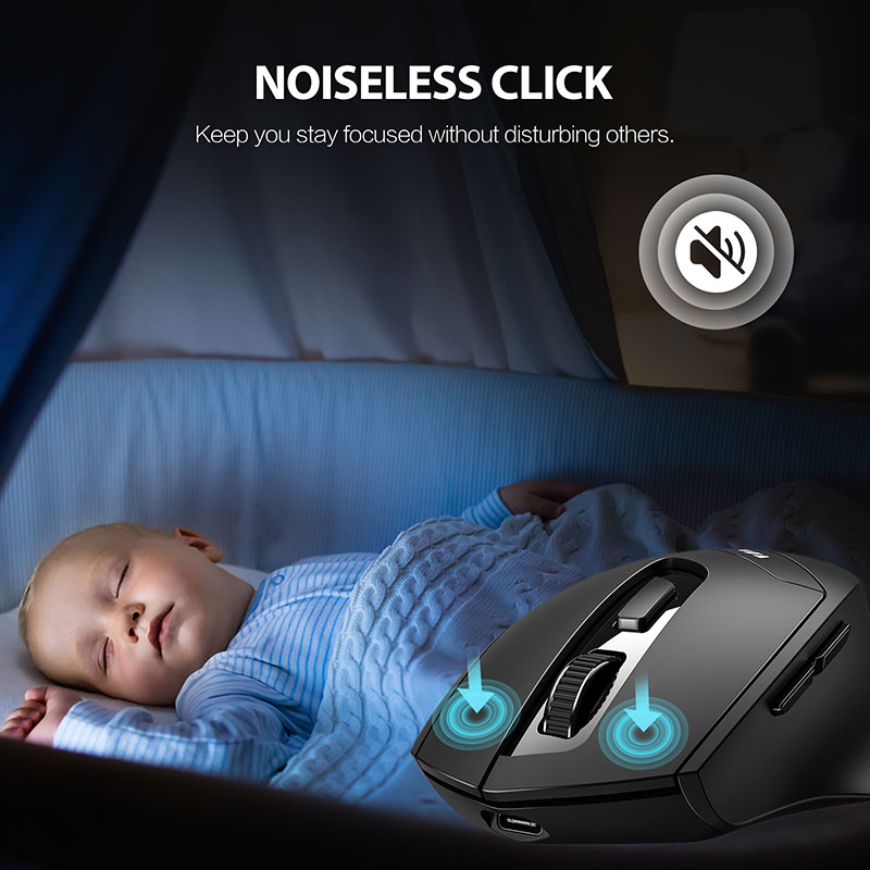 INPHIC DR01 Wireless Bluetooth Mouse Rechargeable Office Lightweight Portable Three-mode Laptop IPad Universal Ergonomic Mouse