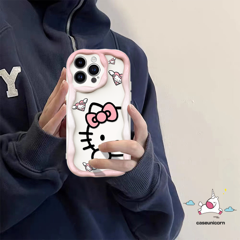 Cartoon Cute Hello Kitty Phone Case Compatible For Realme C53 C11 C17 C12 C3 C25s C20 C25 C51 C21Y C15 C25Y 5i 7i 5s 9i 6i 5 C31 C1 C55 C21 C33 C20A C30 Creative Sweet Cat 3D Wavy Curved Edge Cover. 