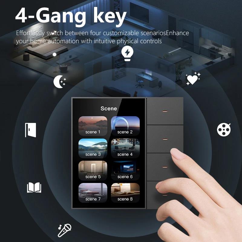 Tuya Zigbee 3.5 Inch Smart Wall Switch Touch Screen 4 Groups Switch 8-way Scene Radar Sensor Dimming Switch Curtain Smart Home. 