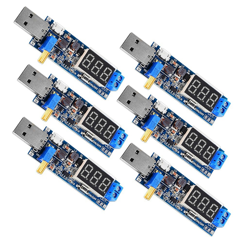 6Pcs USB Buck Boost Converter Set 3.5V-12V to 1.2V-24V DC-DC Step Up Power Supply Module Voltage Regulator Set