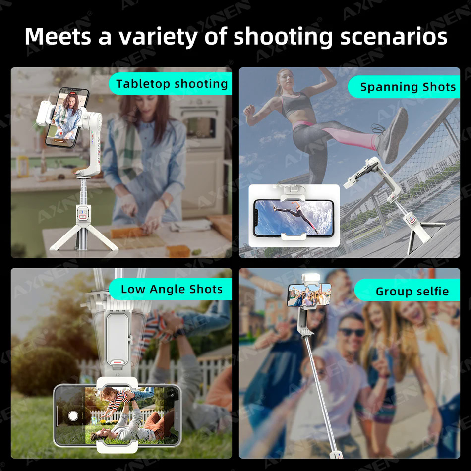 NEW AXNEN HQ2 Handheld Gimbal Cellphone Stabilizer Selfie Stick Tripod with Fill Light Telescopic Rod Monopod for iPhone Android. 