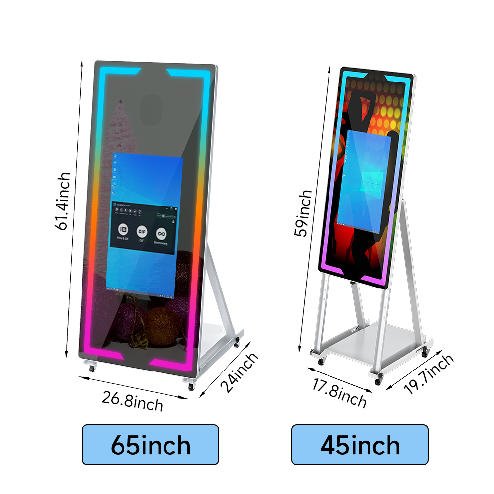 Touch Screen Magic Mirror Photo Booth Machine Portable 40 65inch Mirror Magic Selfie Photo Booth For Parties Events With Camare. 