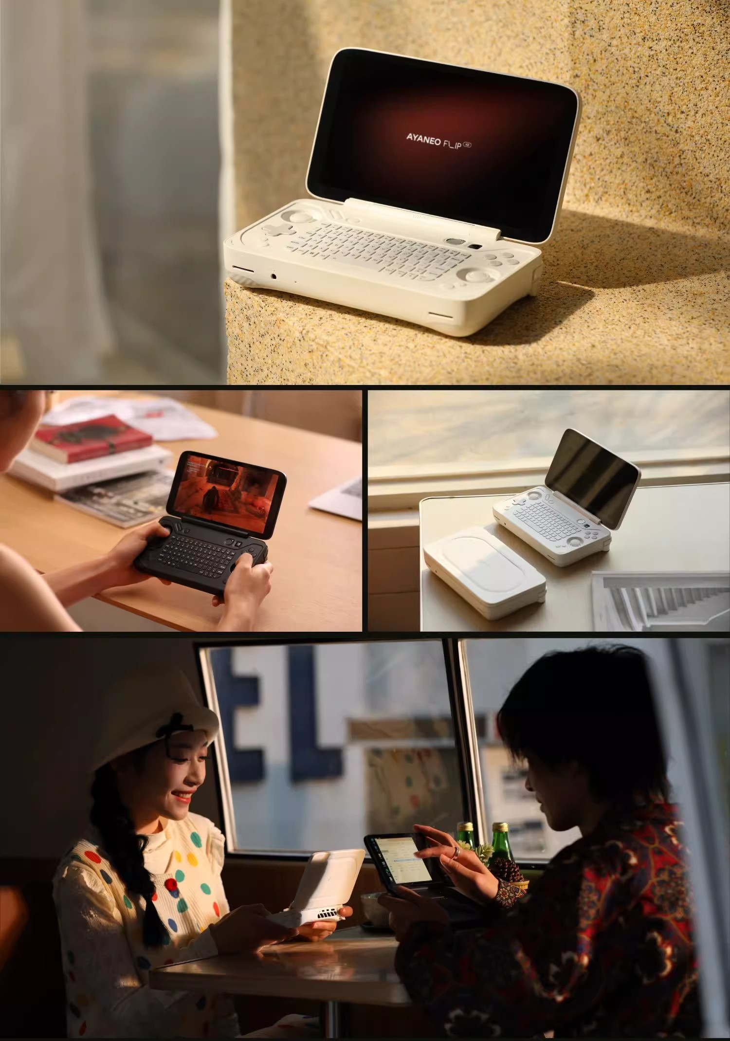 Ayaneo Flip Kb 7 7840u Handheld Game Console 1080p 120hz High Brush Ips High Screen Gaming Console Flip Screen At Full Angl. 