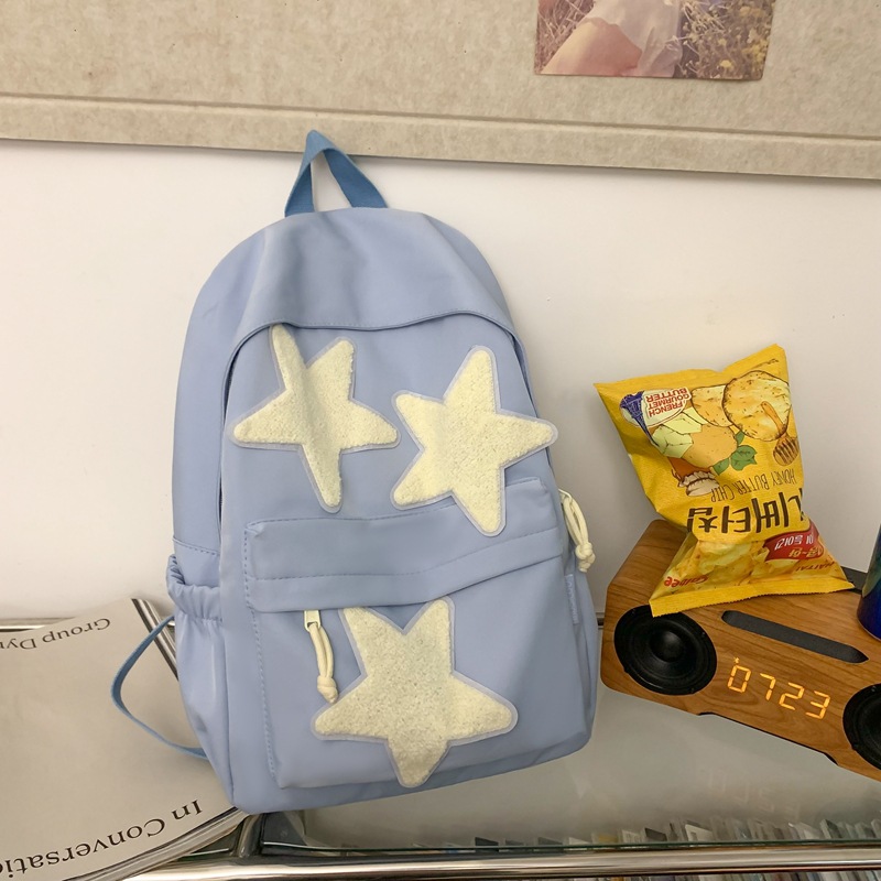 New fresh and sweet five-pointed star versatile backpack, campus backpack, high-value large-capacity backpack