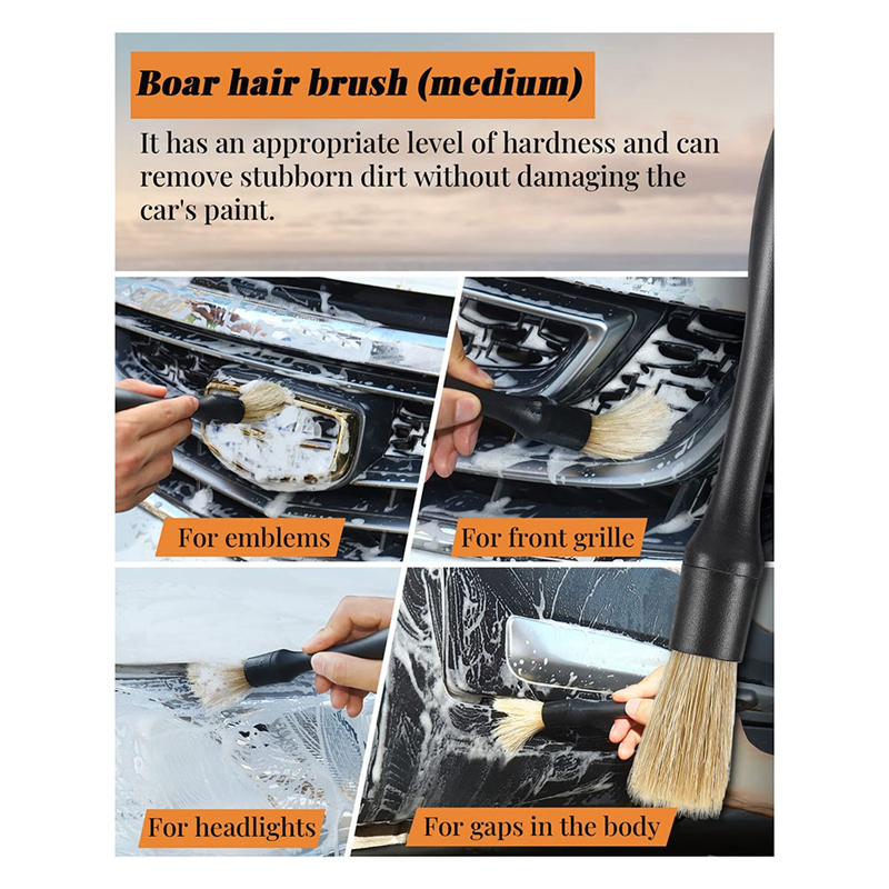 6Pcs Auto Car Detailing Brush Set Includes 3 Car Detailing Brushes and 3 Replacement Brush Head for Seats, Tires Ect. Durable Easy Install Easy to Use. 