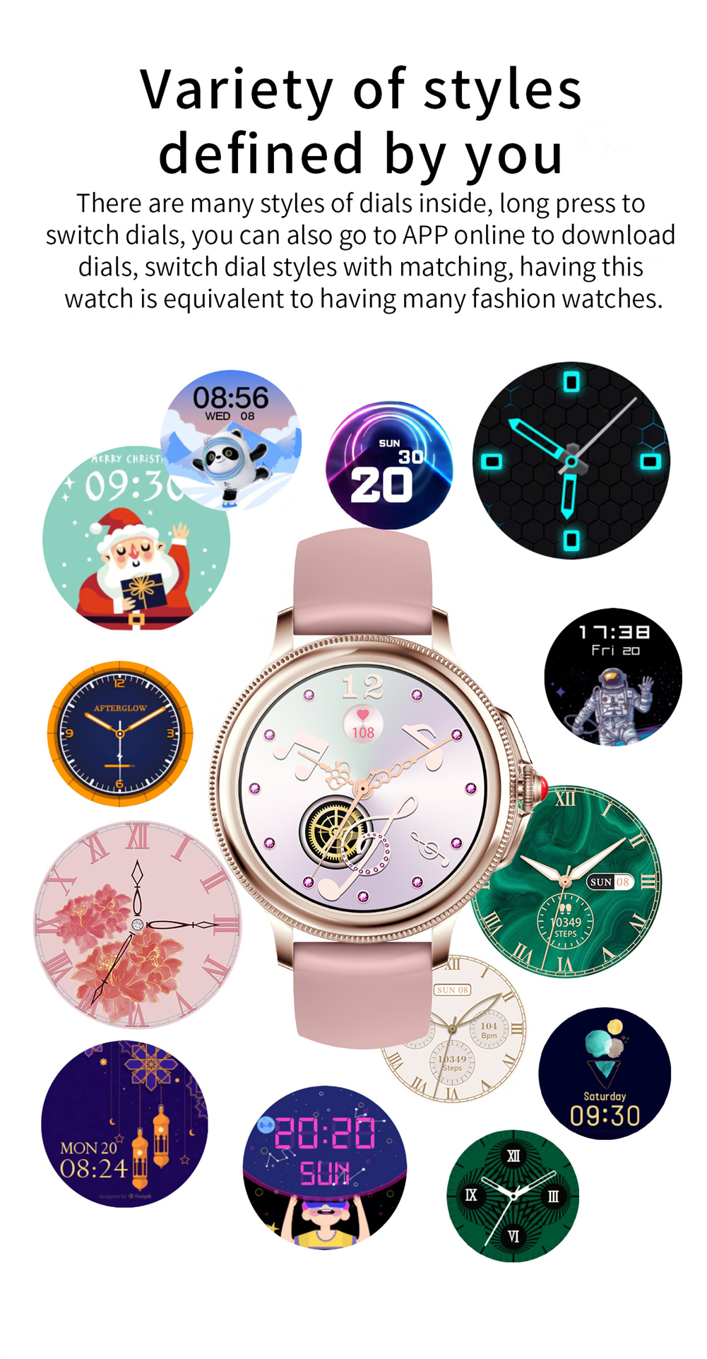 CF96 Smart Watch For Women Bluetooth-compatible Call Waterproof 1.2" Full Touch Screen 100+ Sport Mode Smartwatch Compatible For Android IOS. 
