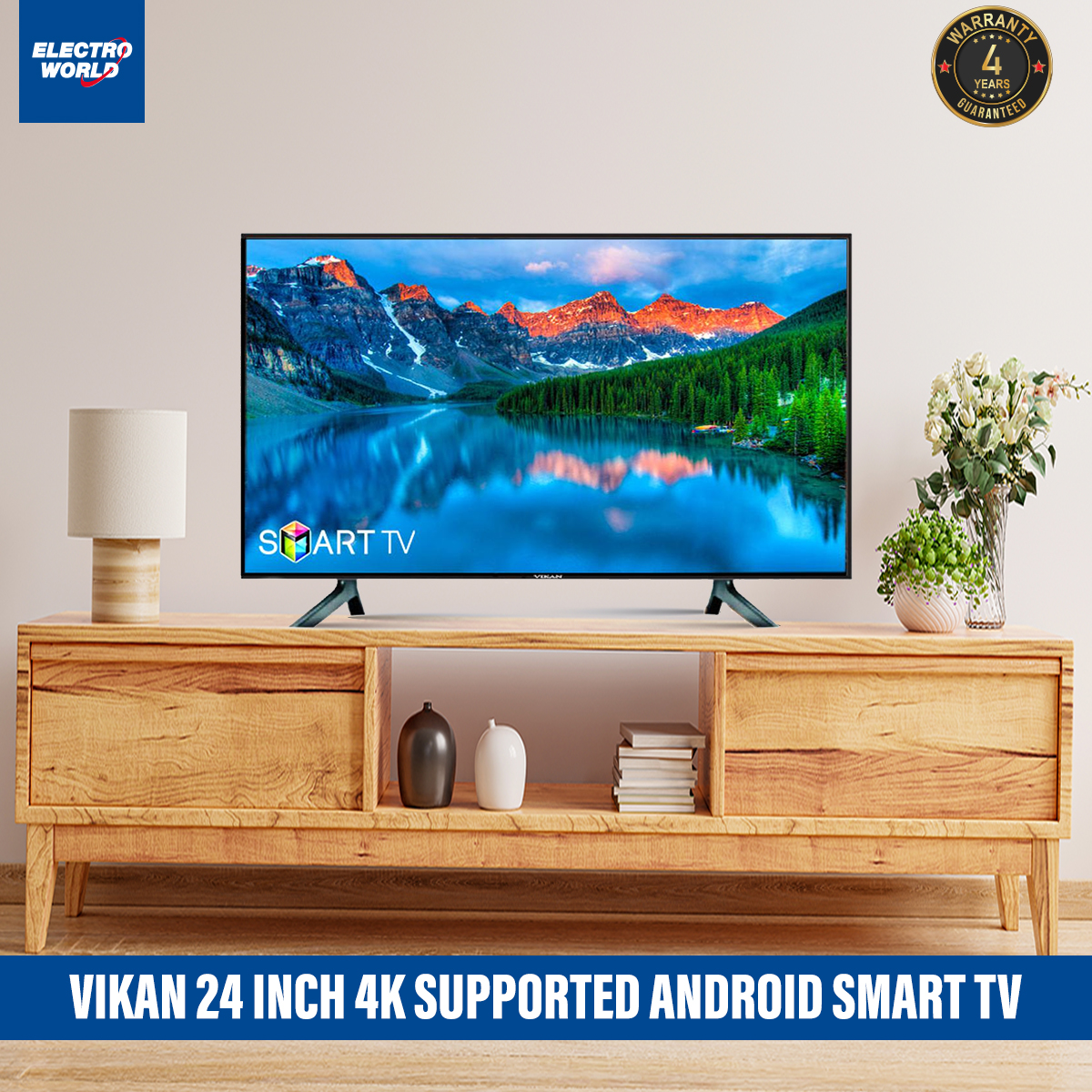 Vikan 24 Inch 4K Supported ( Ram 1 gb Rom 8 gb ) Android Smart Television Wi-Fi Hd Led Tv 4k Supported