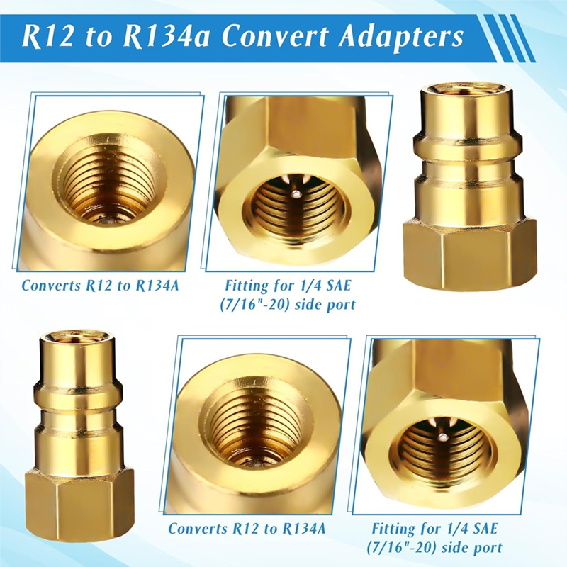 AC R134A Adapter Quick Coupler Kit, R134a Tank Tap Valve R134a to R22/410a for Air Conditioning Refrigeration System. 