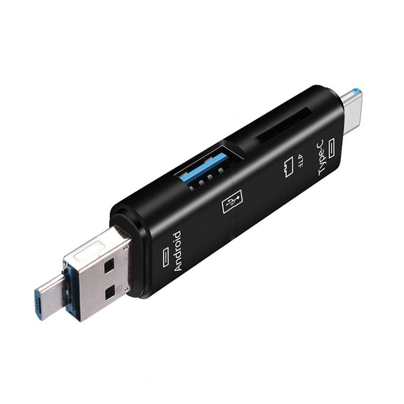 5-in-1 Multifunctional OTG Card Reader Micro-SD / SD Card / USB Reader Support TF Android Type-c Phone / Computer / Type-c Universal. 