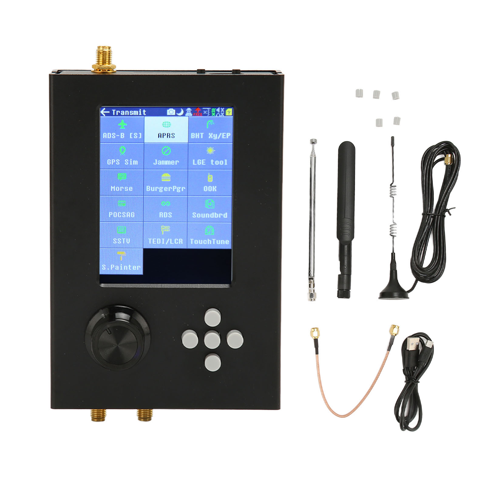 H2 SDR Radio Receiver Full Function 1MHz‑6GHz TXCO 3.2 Inch LCD Touch Screen Software Radio Receiver. 
