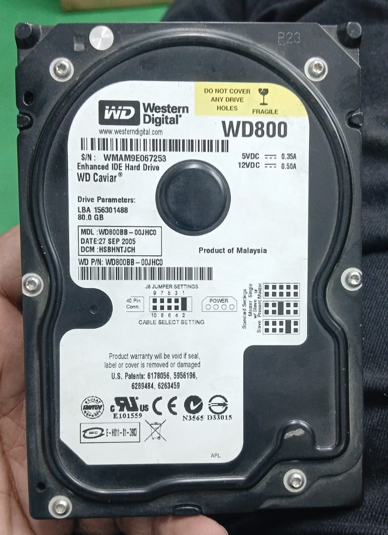 Pata/Ide hdd 40GB, 80GB Multi Brand for Desktop coputer/photocopy machine and other machines uses Korean Product. 