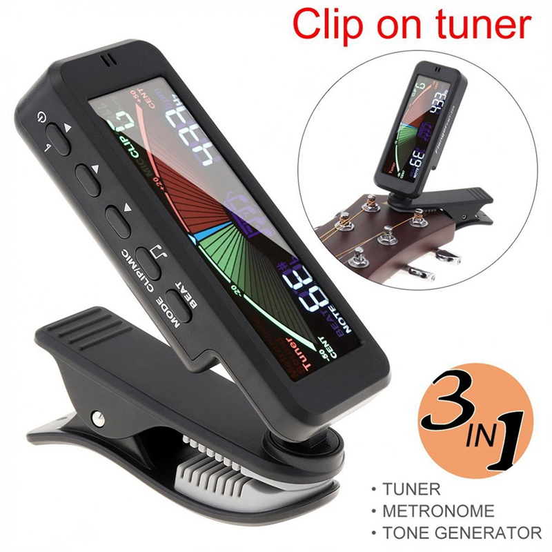 3 in 1 Guitar Tuner Large LCD Screen Metronome Generator with Clip for Chromatic Guitar Bass Ukulele Violin. 