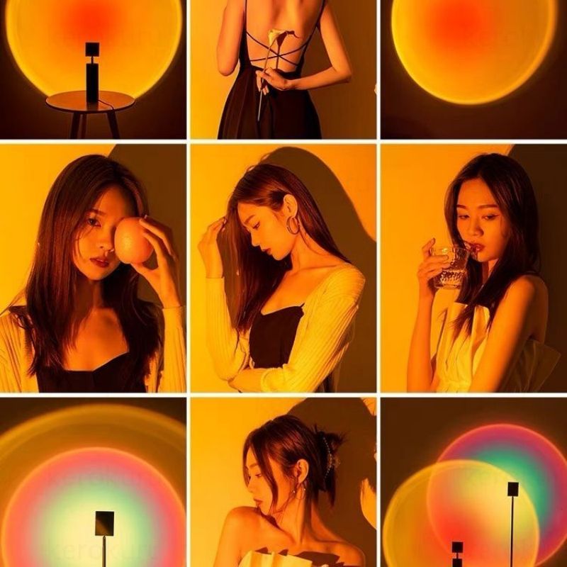 USB Sunset Night Light Mobile Phone Self Photography Laptop Light LED Rainbow Neon Night Light Projector Photography Wall Atmosphere Light. 