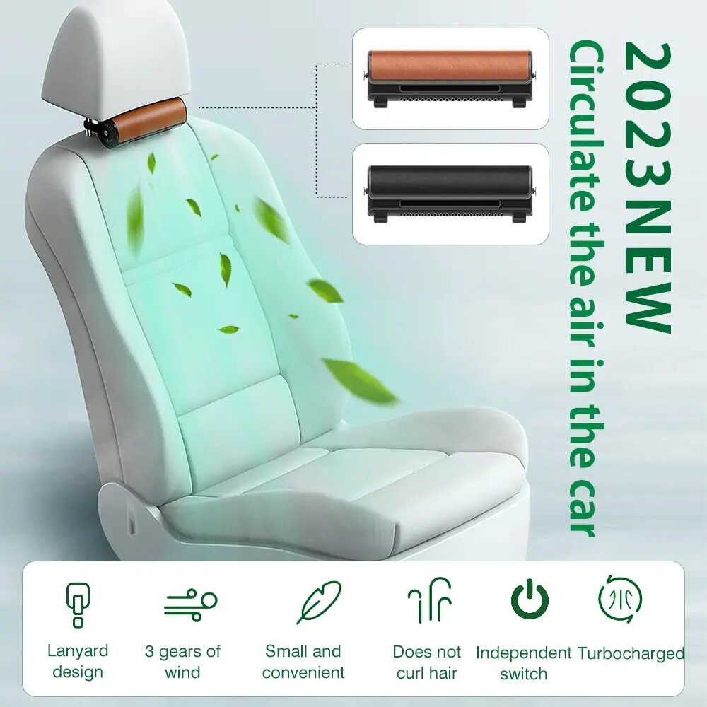 【New Product+Ready Stock+COD】 CF02 Innovative Car Seat Fan with Strong Wind Low Noise Three Adjustable Speeds Space-saving Design Ideal for Interior Cooling. 