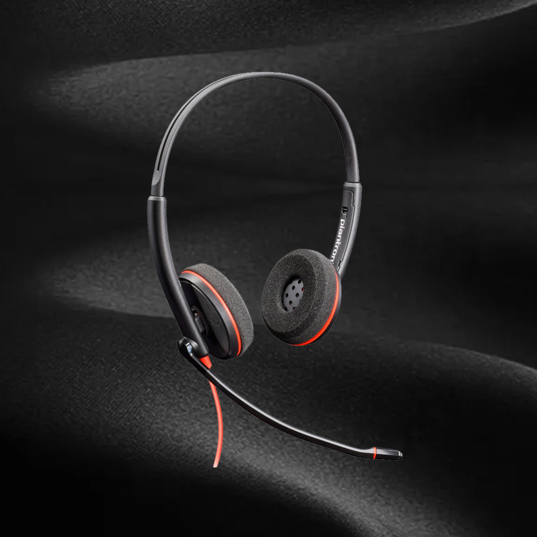 Poly Plantronics Office Headset C3220 Noise-cancelling Headphone USB High-definition Call Wired Stereo HD Call Binaural Headset. 