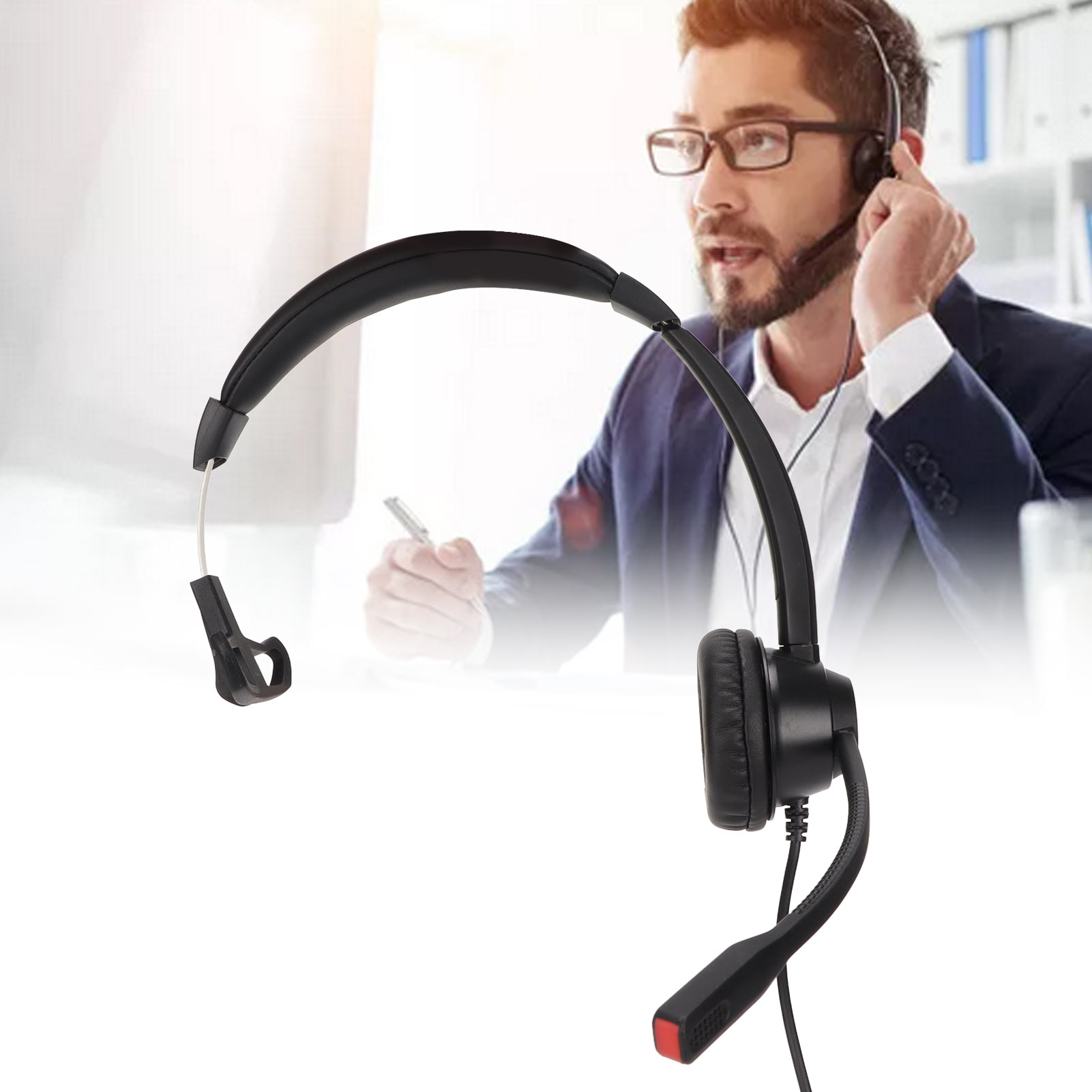 3.5mm Flat Wire Earphone Customer Service Plug Headset With Flexible Strap For. 