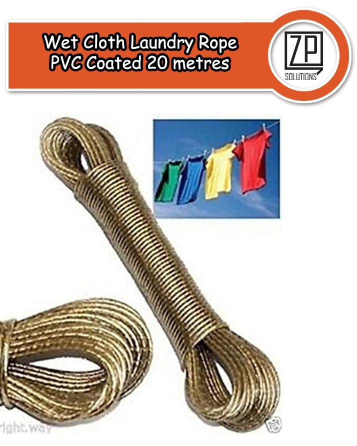 20 Meters Heavy Duty Wet Cloth Laundry Rope Cloth Line PVC Coated Metal  Cloth Drying Wire