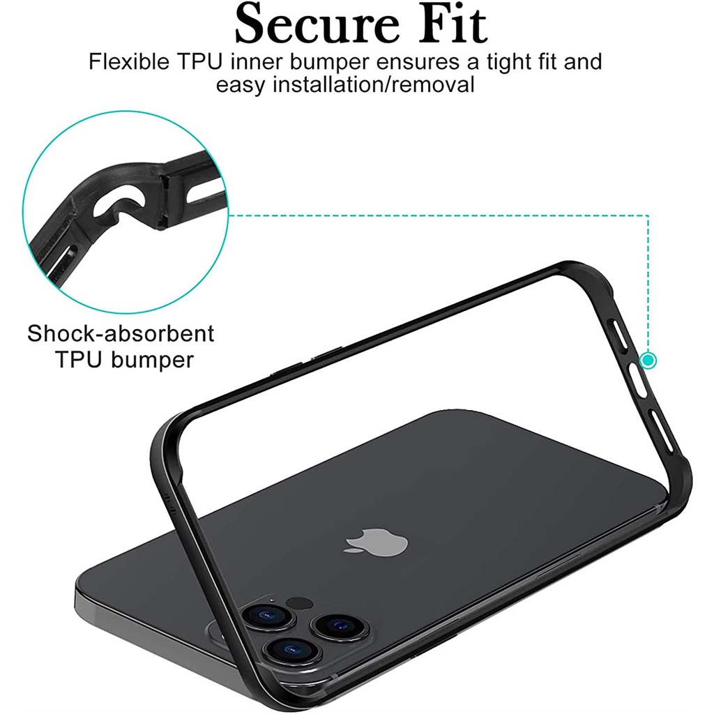 Aluminum Frame Metal Bumper Slim Case For iPhone 15 Pro Max Armor with Soft Inner Bumper Raised Edge Protection For iPhone 15 Plus For iPhone 14 Pro Max 13 Pro Max 12 Pro Max Cover. 