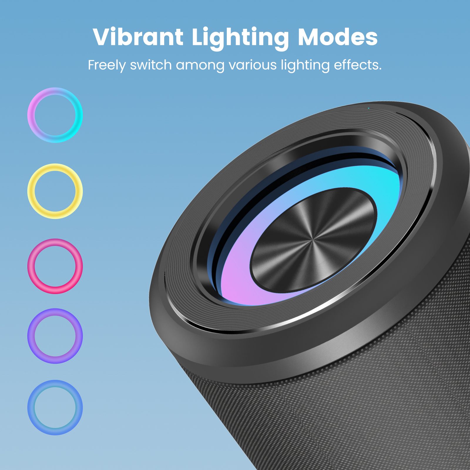 Sounarc P4 Bluetooth Portable Speaker, Stereo Pairing, Built-in 3000mAh Battery, 20W Stereo Sound, Various Lighting Modes, IPX6. 