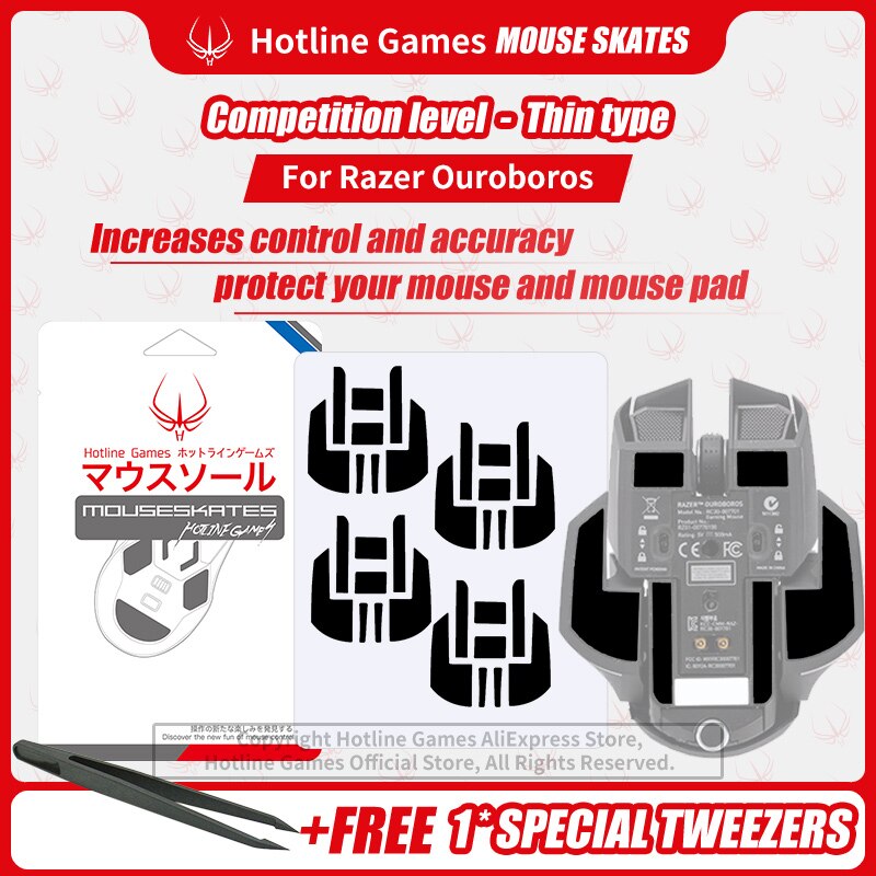 4sets Hotline Games 3.0 Mouse Skates Mouse Feet Replacement for Razer Ouroboros Gaming Mouse,Smooth,Durable,Glide Feet Pads