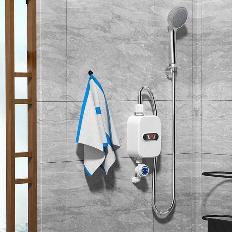 RX-021 Thermostatic Water Heater with Shower and LCD Screen, Boiler Hot Water Heater in 3 Seconds with 3500W. 