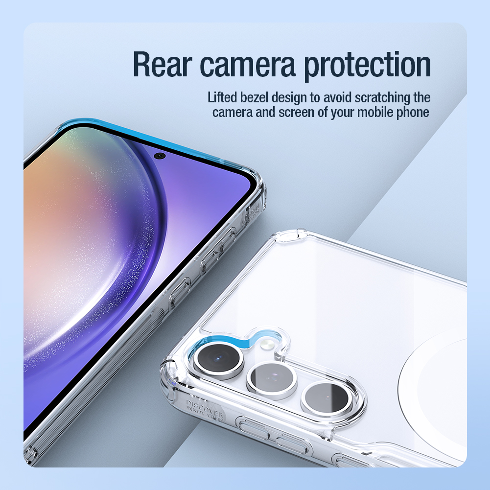 Nillkin Luxury Soft Silicone Case for Samsung Galaxy A55 Phone Cases Transparent TPU + PC Silicone Clear Shockproof MagSafe Back Cover (With magnetic suction function only）. 