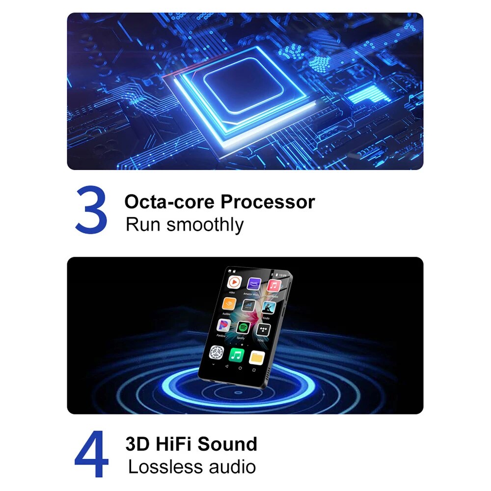 Internet WiFi MP4 Video Player International Android 8.1 MP3 Music Player Bluetooth Walkman Spotify Player/Pandora/Tidal/Deezer. 