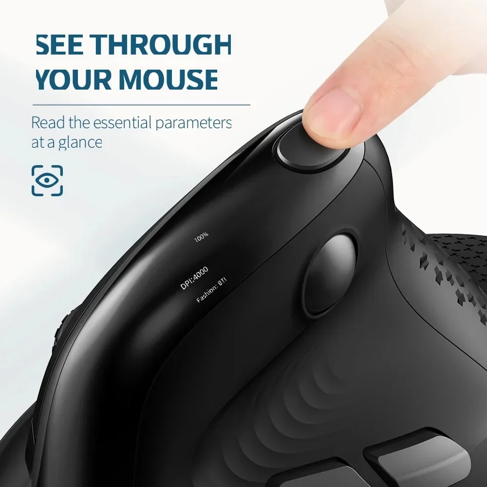Delux M618XSD Seeker Ergonomic Vertical Mouse with OLED Screen 4000DPI Rechargeable 1000mA Removable Back Cover For Computer. 