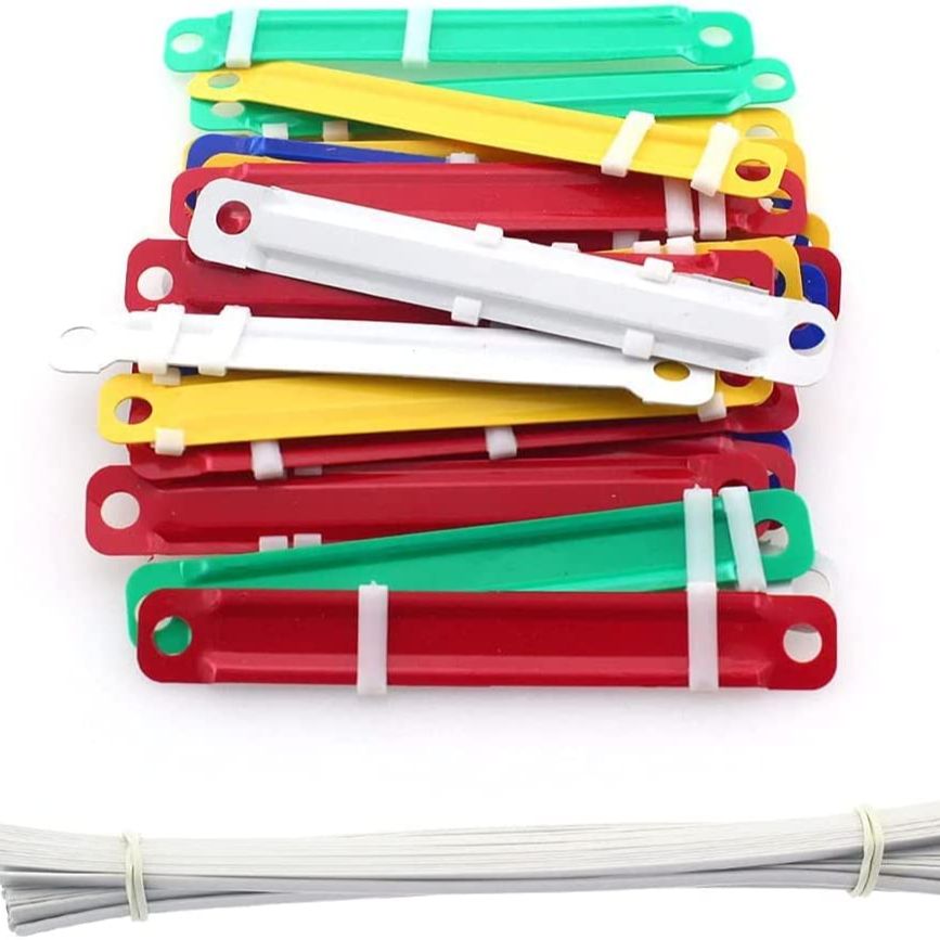 Clamping Strip, Color Binding Clips, Double Hole Simple Binder, Two-hole Document, Binderdurable Filing Strip Fastener, Colored Filing Clip, Plastic Fasteners Filing Clips for Paper Files, 50 Pcs. 