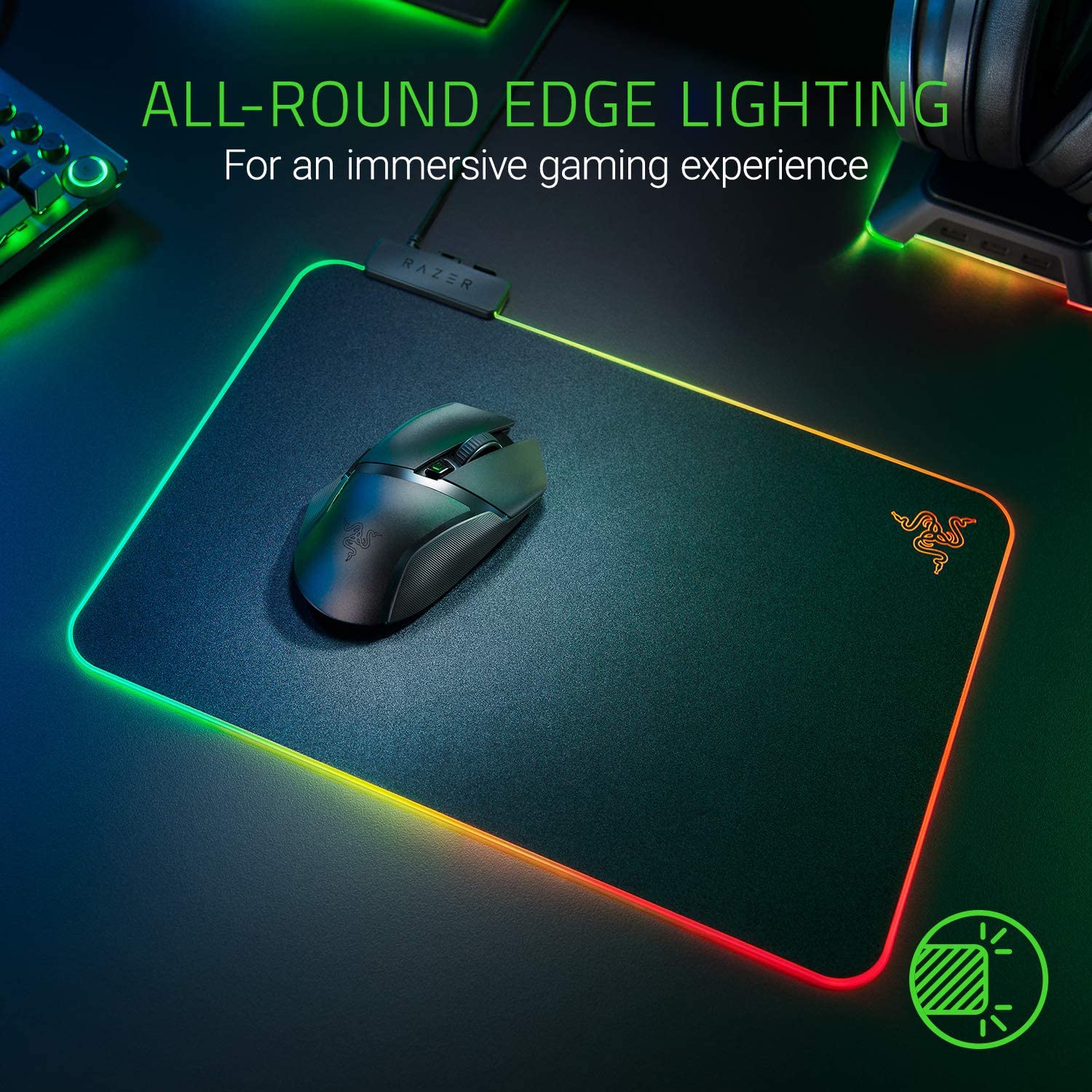 Razer Firefly V2 - RGB Gaming Mouse Pad - Customizable Chroma Lighting - Built-in Cable Management - Balanced Control & Speed - Non-Slip Rubber Base. 