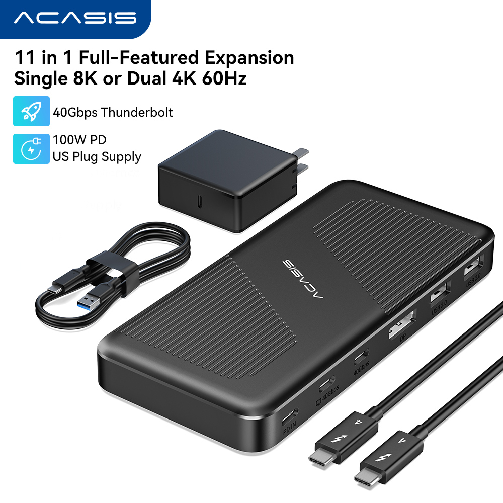 ACASIS 40Gbps Dock,Works with Thunderbolt 4/3, USB4 and USB Host Devices, Single 8K or Dual 6K60Hz Display, 11 Ports-DP 8K 60HZ, 2 USB C 40Gbps, PD 100W, USB4 Hub for M1,M2 Macs and Windows. 