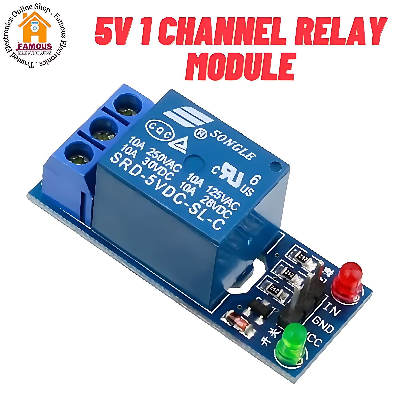 5V Low Level Trigger One 1 Channel Relay Module Interface Board Shield ...