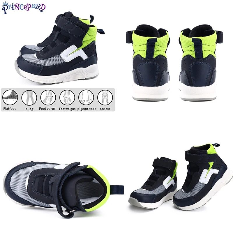 Orthopedic Corrective Shoes for Kids and Toddlers,Children High Top Boots with Ankle and Arch Support for Prevent Tiptoe Walking. 